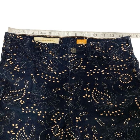 Anthro Pilcro Paisley Print Navy Blue Corduroy Skinny Jeans Serif Fit Size 27 - Picture 11 of 11